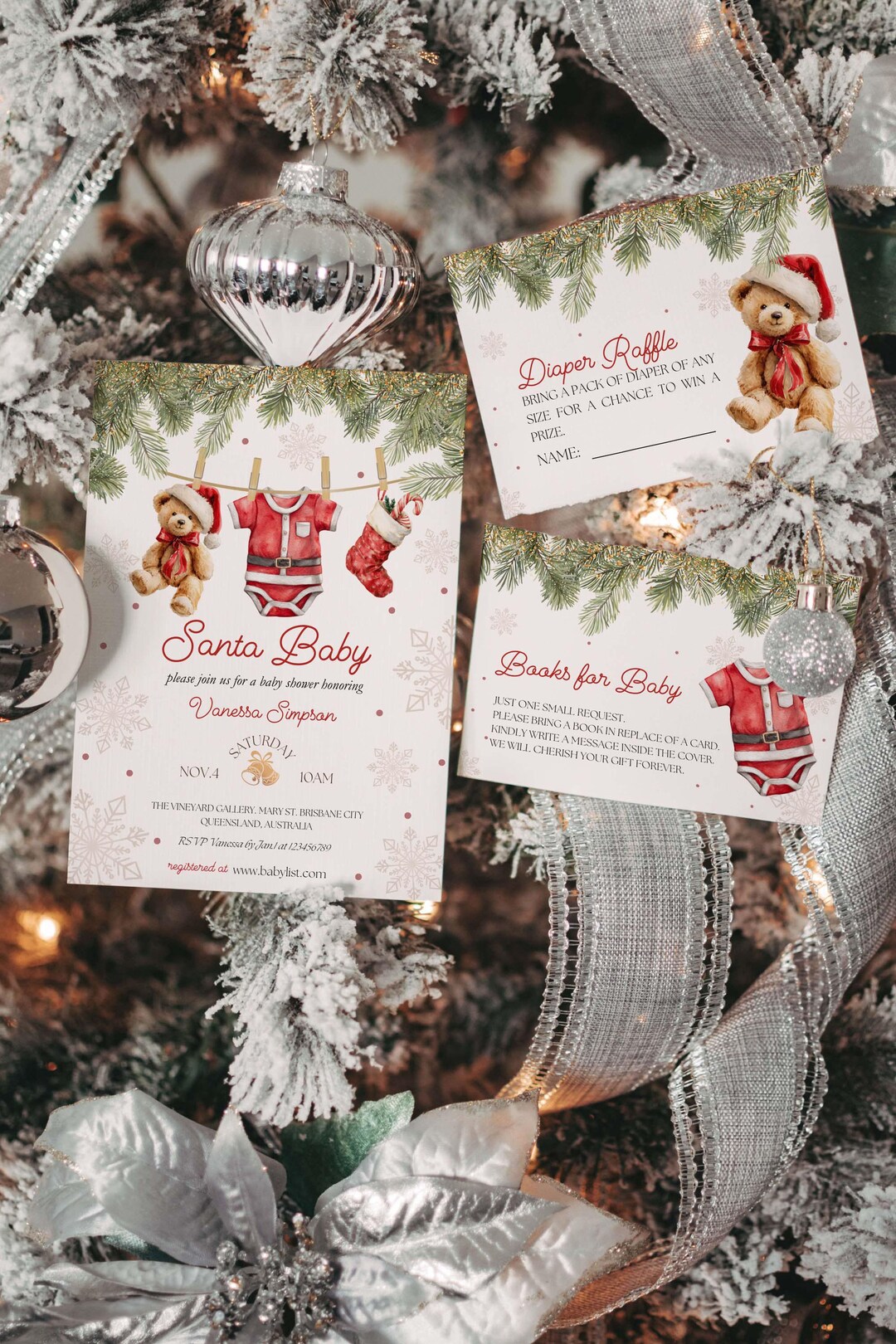 Plantilla de invitación para baby shower de Papá Noel: temática ...