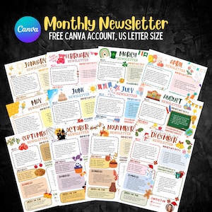 Seasonal Newsletter Template: Editable School PTO/PTA Flyer (Canva, Digital Download)