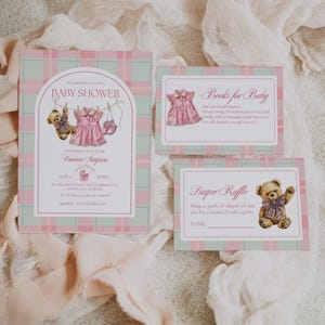 Polo Luxury Baby Shower Invitation Template for girls – Tartan Equestrian Free Canva Invite Suite image 4