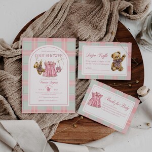 Polo Luxury Baby Shower Invitation Template for girls – Tartan Equestrian Free Canva Invite Suite image 7