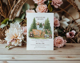 National Park Baby Shower Invitation Template Woodland Animals