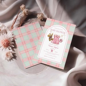 Polo Luxury Baby Shower Invitation Template for girls – Tartan Equestrian Free Canva Invite Suite image 5