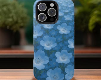 Frieren Anime Phone Case, Himmel's Blue Moon Weed Floral Art, Magical Fantasy Flower Cover for iPhone Samsung, Anime Aesthetic Gift Idea