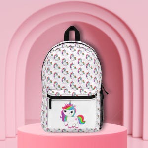 Unicorn Backpack – White with Hand-Drawn Design, Kids’ School Bag, Magical Backpack for Unicorn Fans & Little Adventurers