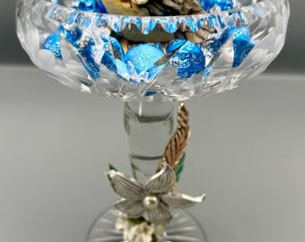 Vintage Crystal Birdbath Candy Dish | OOAK Bird Sculpture | American Brilliant Style Crystal | Functional Art | Cottagecore Decor
