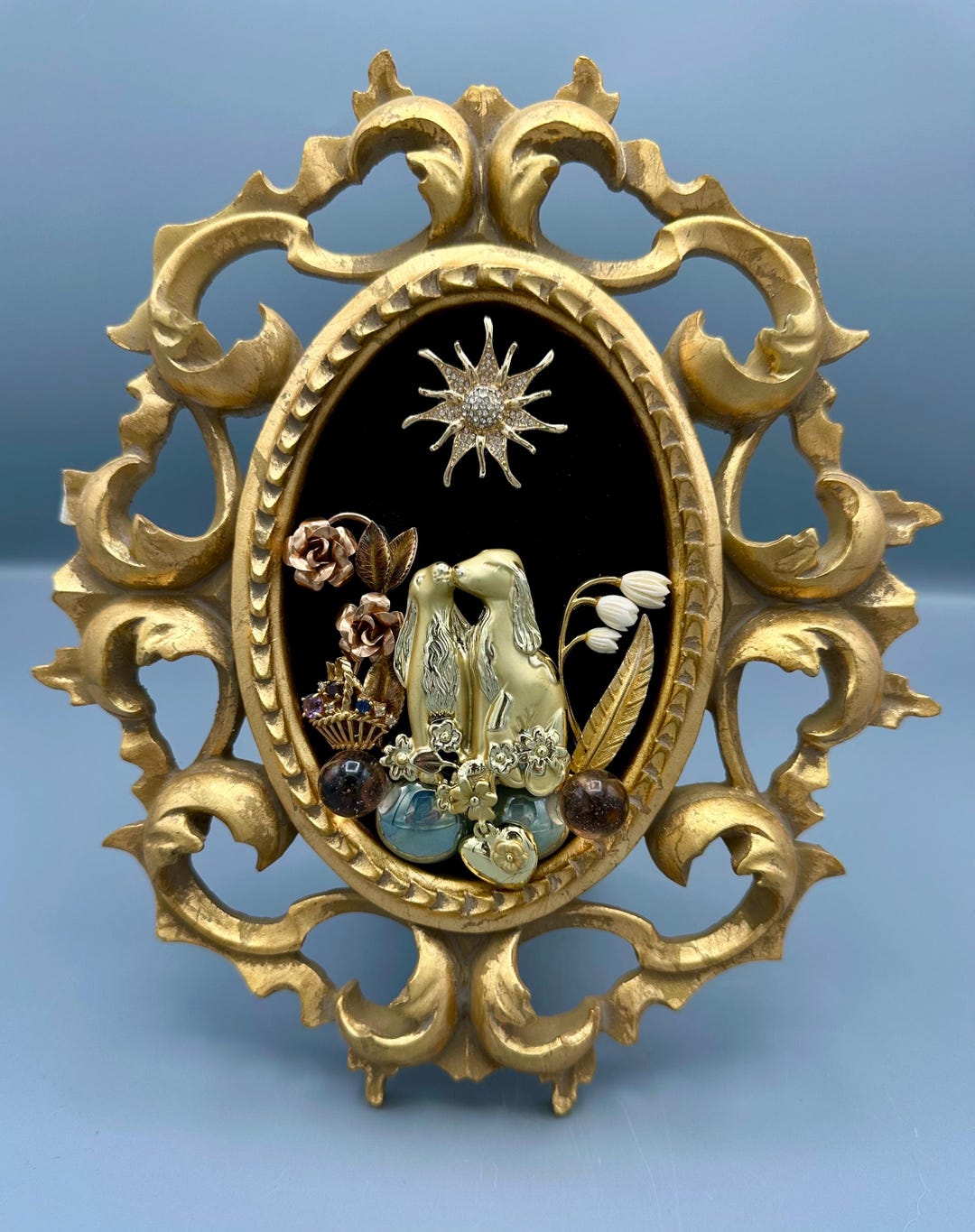 Antique Gold Ornate Frame Jewelry Art – 6x5 Romantic Cameo Collage ...