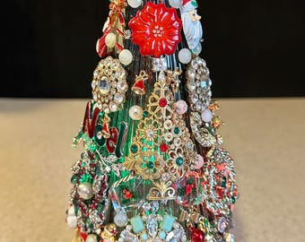 Bling in the New Year – Rotating Lighted Vintage Brooch Tree, Jewelry Art