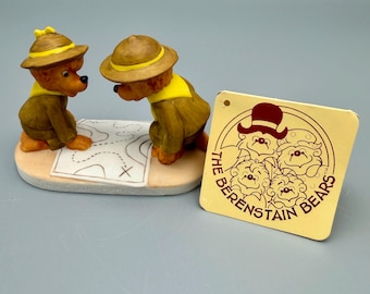 Vintage Berenstain Bears Bear Scouts Figurine 1983 Ebeling Reuss Ceramic Brother Sister Bear Collectible Retro Nursery Decor