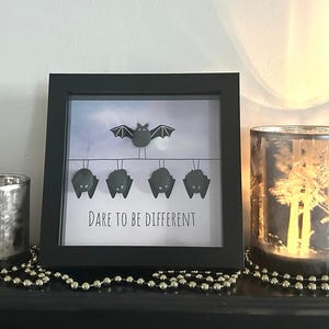Pebble Bat Art: Quirky Bat Picture in 7x7 Frame – Dare to Be Different ...