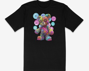 Colourful Teddy Bear Graphic T-Shirt, Woman Streetwear Design