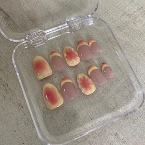 Sunset Aura Reusable Handmade Press on Nails - Short Almond