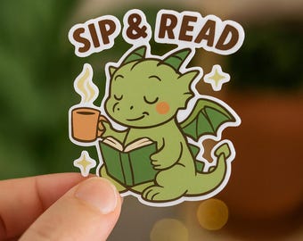 Pegatina de vinilo de dragón de libros: el regalo ideal para los amantes de los libros de fantasía.