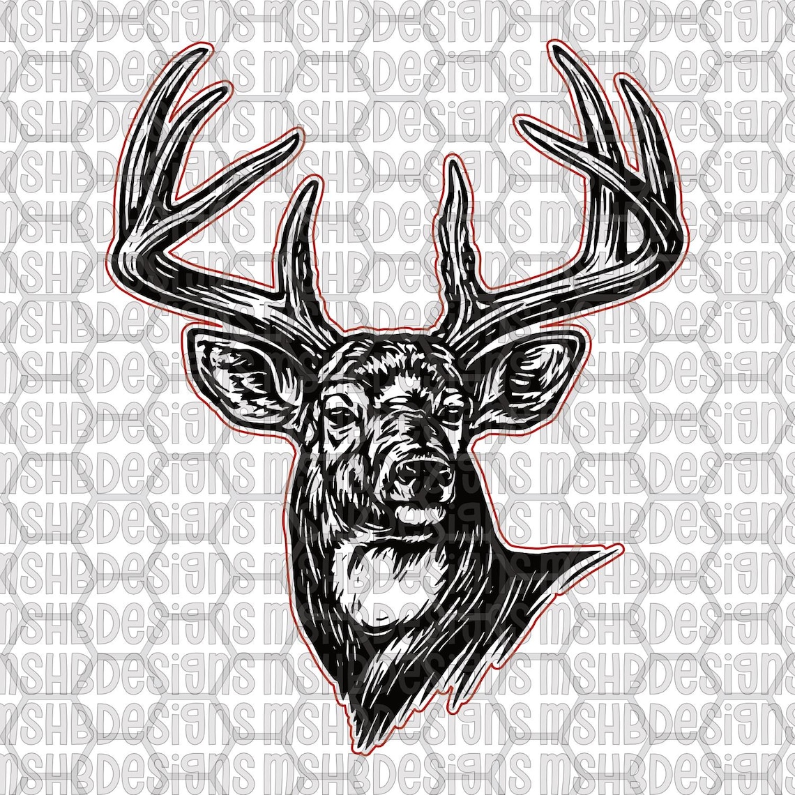 Whitetail Buck Head SVG PNG DXF Eps Pdf | Bold Deer Hunting Design With ...