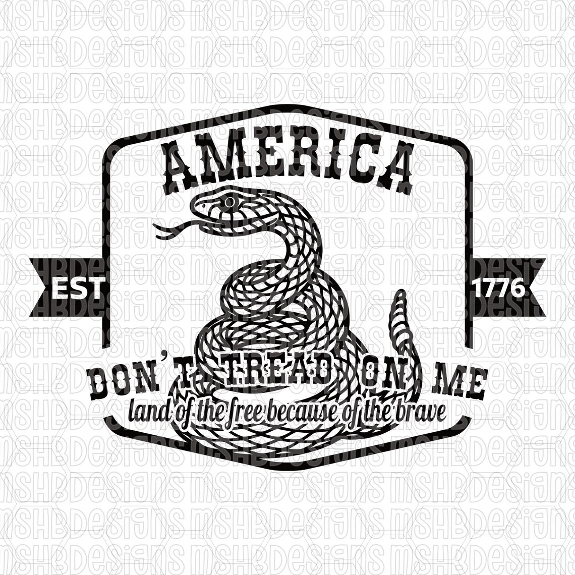 Don’t Tread on Me America SVG | Land of the Free Snake Patch Design ...