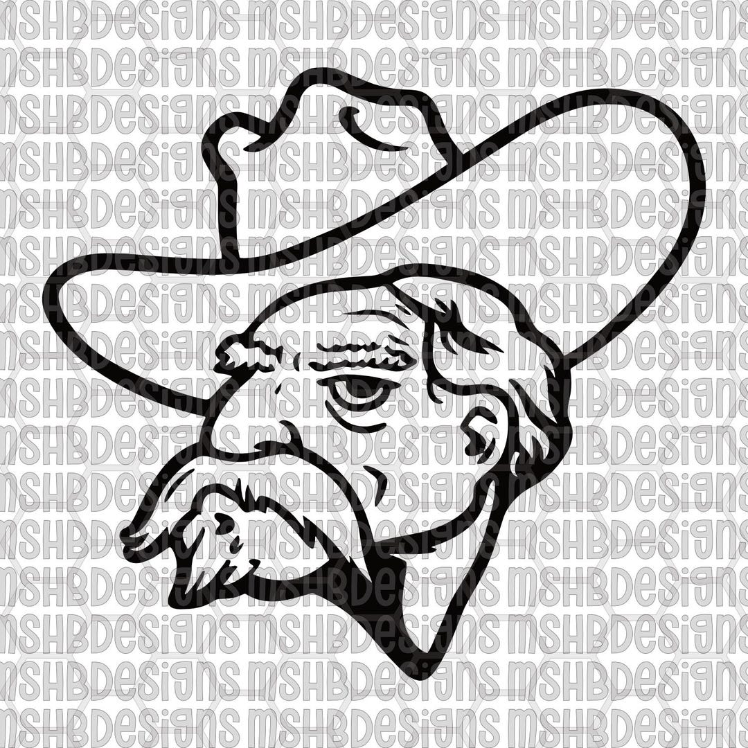 Rebel Cowboy Head SVG PNG PDF Eps Dxf - Vintage Western Mascot Outline ...