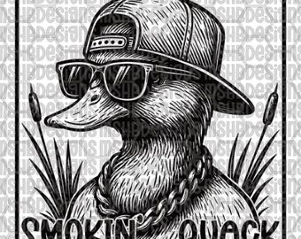 Smokin’ Quack SVG png pdf eps dxf | Funny Duck Gangsta Patch | Hip Hop Mallard Design for Laser Engraving, DTF, UV, Sublimation
