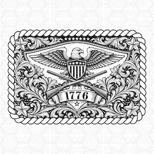 1776 Eagle SVG | Patriotic Leather Patch Design | Western Tooled SVG | American Flag Eagle Engraving File | CNC Laser svg dxf eps png