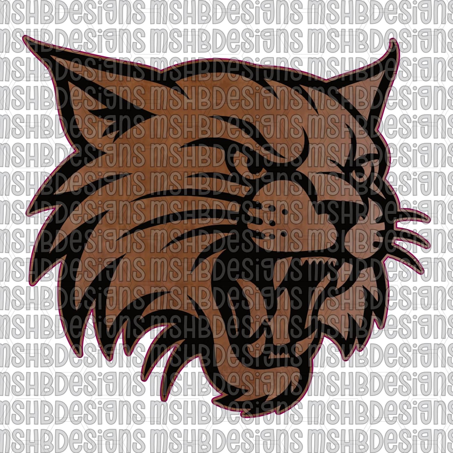 Roaring Bobcat Head SVG PNG – Mascot Line Art for Laser Engraving ...