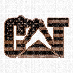 Puede incluir: Dise&ntilde;o gr&aacute;fico con la palabra "CAT" y la silueta de una persona en una postura de yoga. Las letras est&aacute;n en una combinaci&oacute;n de colores marr&oacute;n y negro, con la letra "C" rellena con un patr&oacute;n de estrellas y rayas.