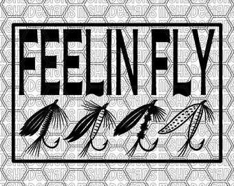 Feelin Fly SVG | Fly Fishing Hook Hat Patch Design | Laser Engraving File for Cricut Glowforge XTool | MSHBDesigns Digital Cut File