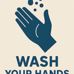 Wash your hands bathroom printable art kitchen hygiene