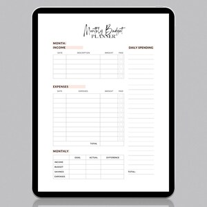 Monthly Budget Planner, Simple Monthly Budget Planner, Budget Sheet, Monthly Budget Tracker