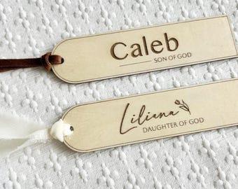 Daughter/Son of God Personalized Bookmark | Laser Cut Wooden | Customized | LDS Mormon Christian Baptism Young Women Primary Gift