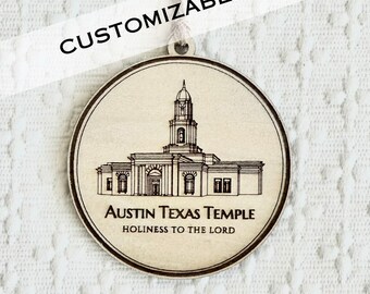 Austin Temple Christmas Ornament | Latter Day Saints LDS Gift | Texas Travel Decoration | Baptism Wedding Ministering Relief Society Primary