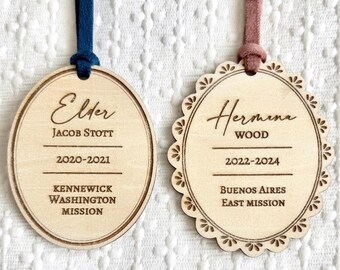 Personalized Missionary Ornament | Custom Wood Christmas Memento | LDS Gift for Mission Farewells or Homecomings