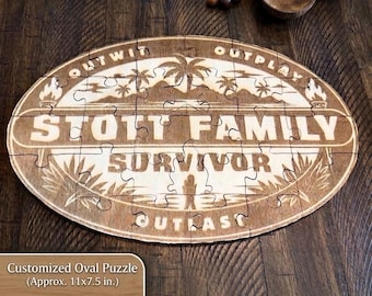 Customized Survivor-Inspired Puzzle | Survivor Party Challenge Prop Decoration | Family Friend Work Classroom Team | Laser Cut Wood Keepsake