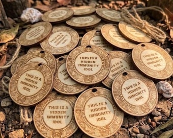 DIY Hidden Immunity Idol Craft Kit | Survivor Inspired Party Pack Favors | Laser Cut Wooden Pendant Medallions and Beads