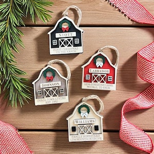 Barn Custom Wood Christmas Ornament | Thoughtful Housewarming Gift | Personalized Realtor Closing | New First Home Keepsake | Ranch Vacation