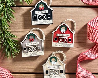 Barn Custom Wood Christmas Ornament | Thoughtful Housewarming Gift | Personalized Realtor Closing | New First Home Keepsake | Ranch Vacation