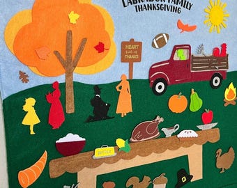 Thanksgiving Advent Calendar Countdown + Storage Bag; 28 Days of Gratitude with 30+ Felt Pieces, Interactive Flaps and Personalization