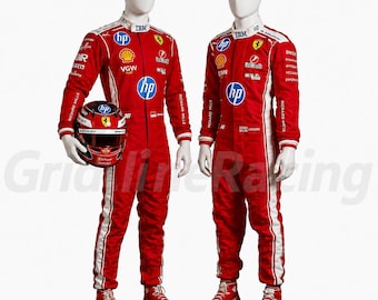 Op maat gemaakt F1 Ferrari Lewis Hamilton en Charles Leclerc kartpak uit 2026, gepersonaliseerd kartpak, Formule 1 kostuum voor volwassenen en kinderen