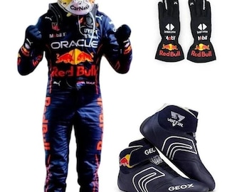 Ręcznie robiony kombinezon gokartowy F1 RedBull Max Verstappen i Isaac Hadjar: personalizowany CIK/FIA poziom 2