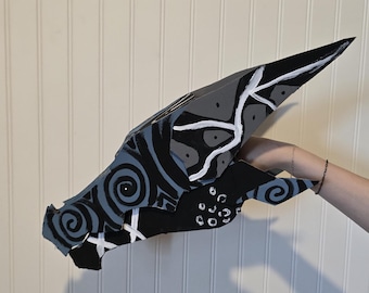 Handmade CARDBOARD dragon puppet named Hypno