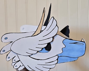 Handmade cardstock dragon puppet named Wings