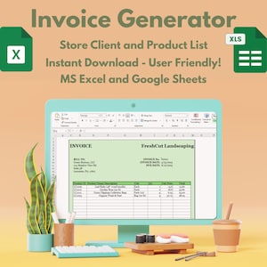 Invoice Template Spreadsheet | Excel & Google Sheets | Instant Download | Client / Product Tracker