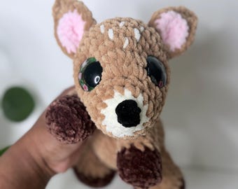 Gewogen gehaakte hertenknuffel, handgemaakte hertenknuffel, zacht bos pluche, comfortabel gewogen speelgoed, leuk amigurumi-hertencadeau