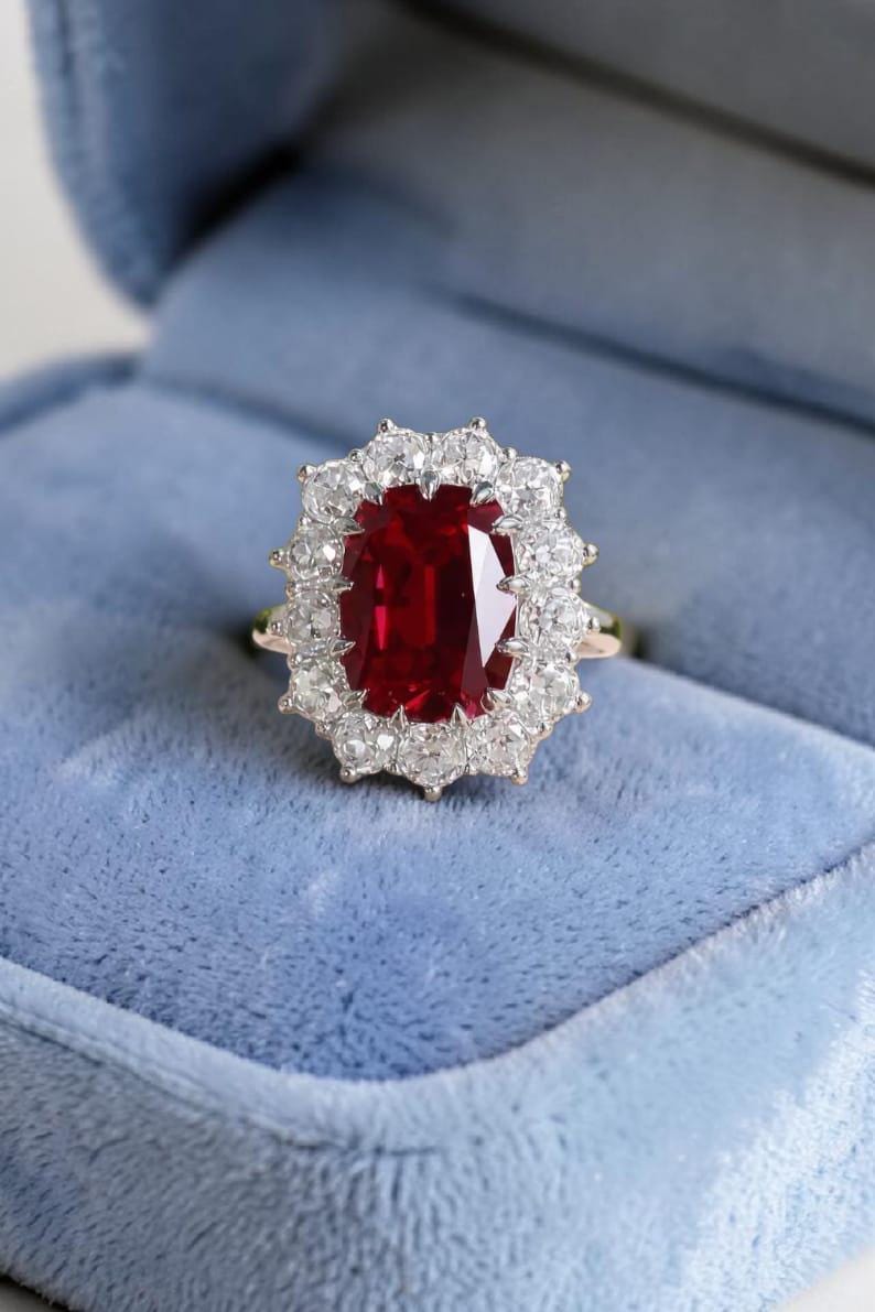 Ruby Diamond Ring - Etsy