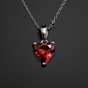 Heart Cut Ruby Solitaire Pendant Necklace, 14k Solid Gold, Sparkling Red Heart Ruby, Crimson Ruby Heart Pendant, Elegant Love Jewelry