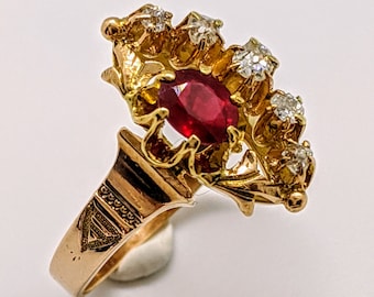 14k Rose Gold Ruby and Diamond Ring