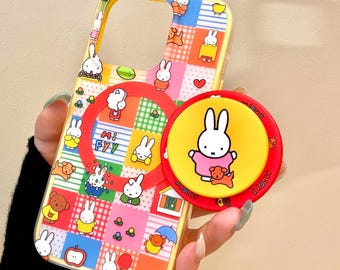 Miffy Red Checker Magsafe iPhone Case, iPhone 17, iPhone 17 Pro, iPhone 17 Promax, magsafe case, magsafe grip