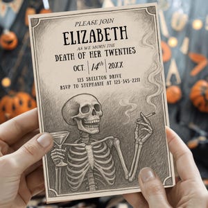 Editable Funeral for my Youth Invitation, Death to My 20s Invite, Halloween Birthday Invitation, RIP Twenties Invite Death Party Invite