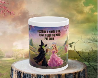 Wicked Change For Good Mug, Defy Gravity Broomstick Magic Wand Mug, Wizard Movie Fan Mug, Wicked Musical Fan Gift