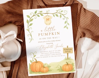 Little Pumpkin Baby Shower Invitation: Fall Theme (Digital Download)