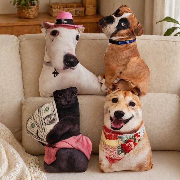 Custom Pet Pillow, Funny 3D Photo Realistic Pet Cushion, Quirky Gift