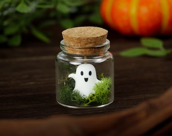 Pet Ghost in A Bottle, Cute Ghost in A Jar, Mini Ghost Terrariums, Adoptable Ghost, Halloween Party Favors, Halloween Gift