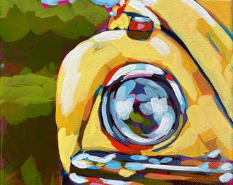 Yellow VW Bug 8x10 acrylic ORIGINAL painting